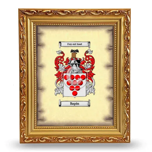Bapin Coat of Arms Framed - Gold