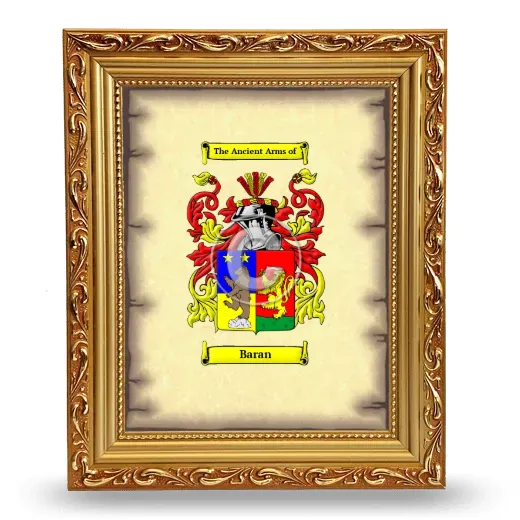 Baran Coat of Arms Framed - Gold