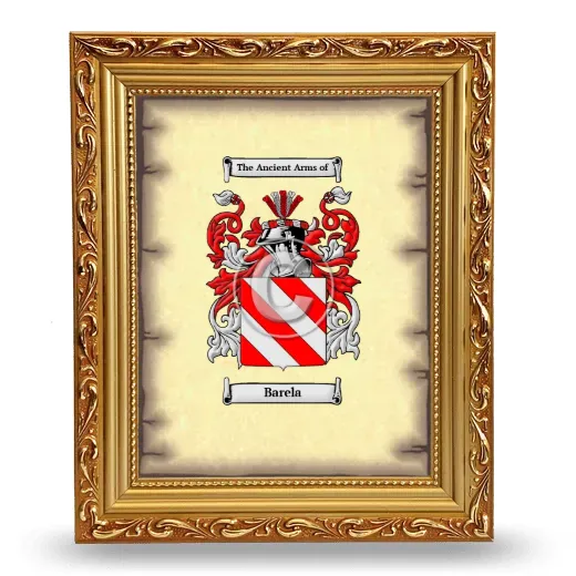 Barela Coat of Arms Framed - Gold
