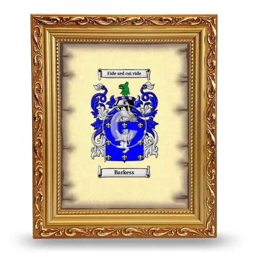 Barkess Coat of Arms Framed - Gold
