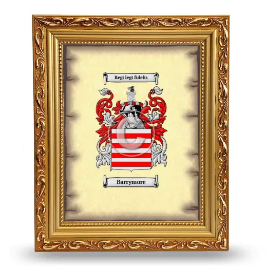 Barrymore Coat of Arms Framed - Gold