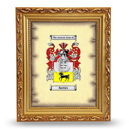 Barties Coat of Arms Framed - Gold