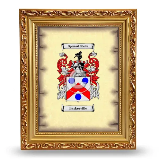 Baskerville Coat of Arms Framed - Gold