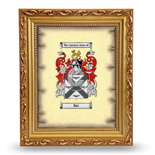 Bat Coat of Arms Framed - Gold