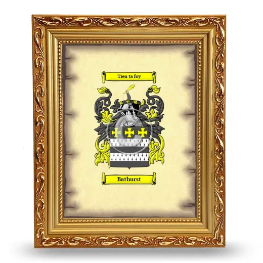 Bathurst Coat of Arms Framed - Gold