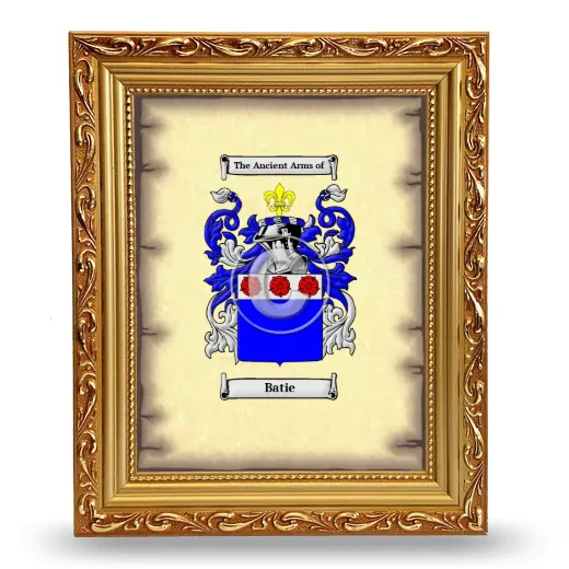Batie Coat of Arms Framed - Gold