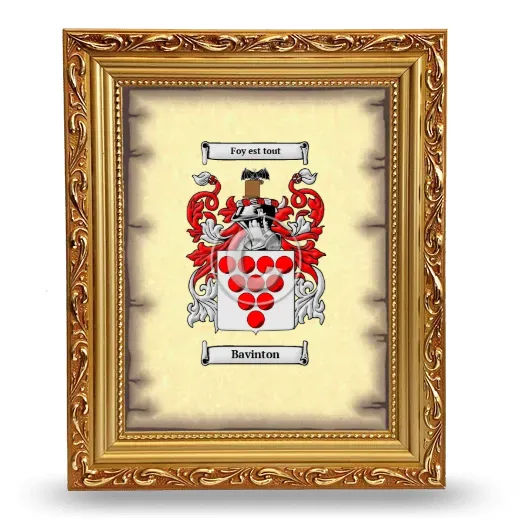 Bavinton Coat of Arms Framed - Gold