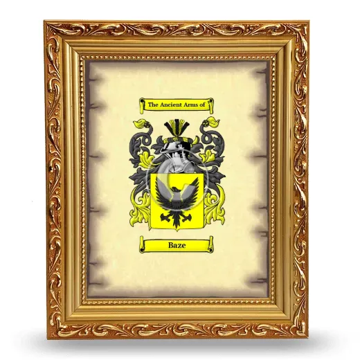 Baze Coat of Arms Framed - Gold