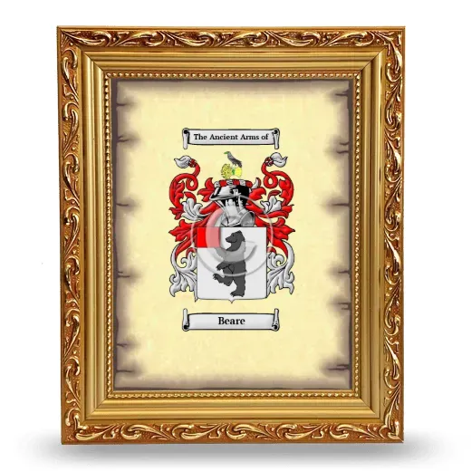Beare Coat of Arms Framed - Gold