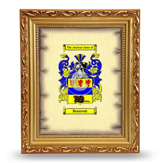 Beauvoir Coat of Arms Framed - Gold