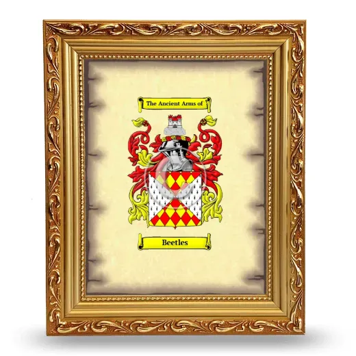 Beetles Coat of Arms Framed - Gold