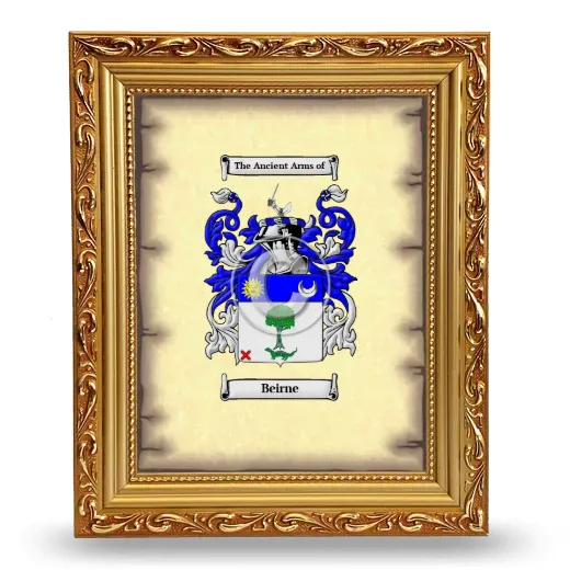 Beirne Coat of Arms Framed - Gold