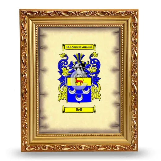 Bell Coat of Arms Framed - Gold