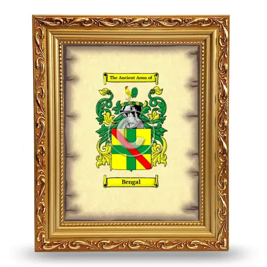 Bengal Coat of Arms Framed - Gold