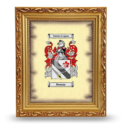 Bennay Coat of Arms Framed - Gold