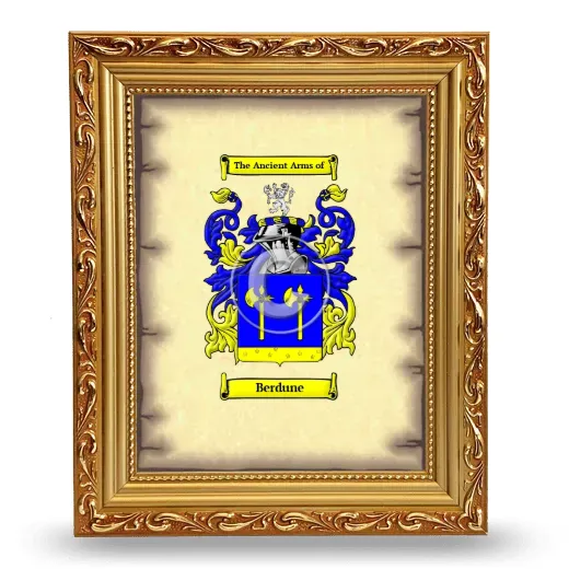 Berdune Coat of Arms Framed - Gold