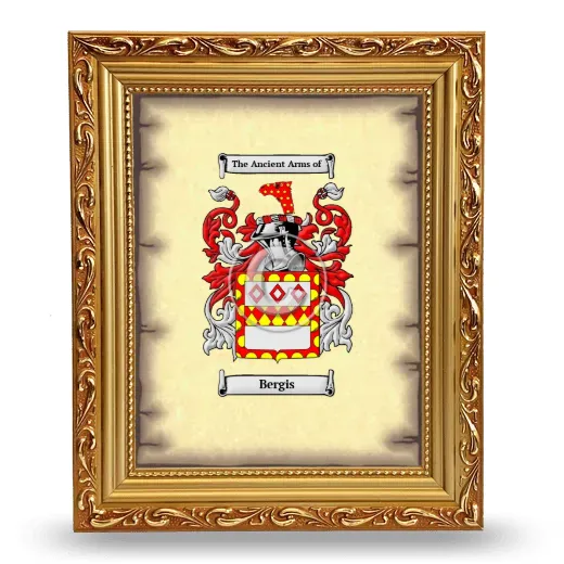 Bergis Coat of Arms Framed - Gold