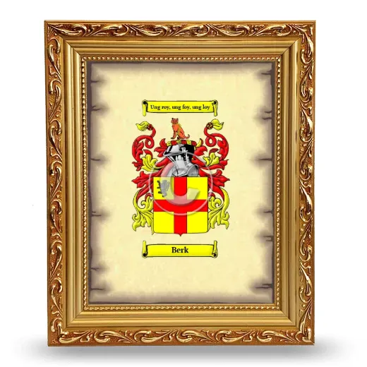 Berk Coat of Arms Framed - Gold