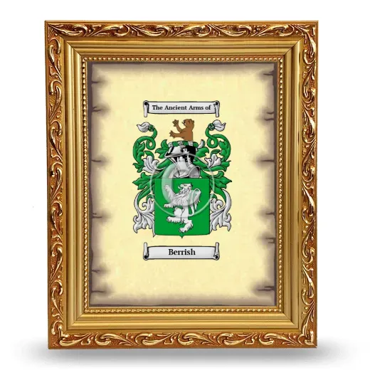 Berrish Coat of Arms Framed - Gold
