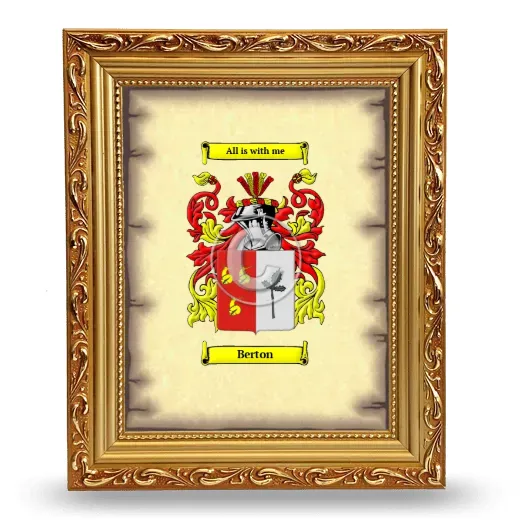 Berton Coat of Arms Framed - Gold