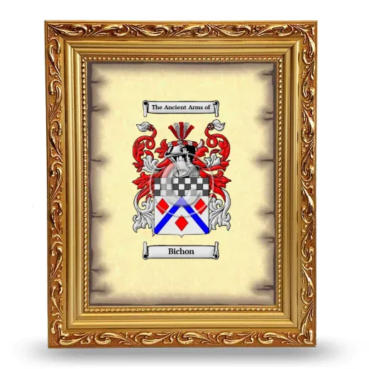 Bichon Coat of Arms Framed - Gold