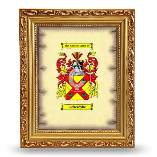 Bickerdyke Coat of Arms Framed - Gold