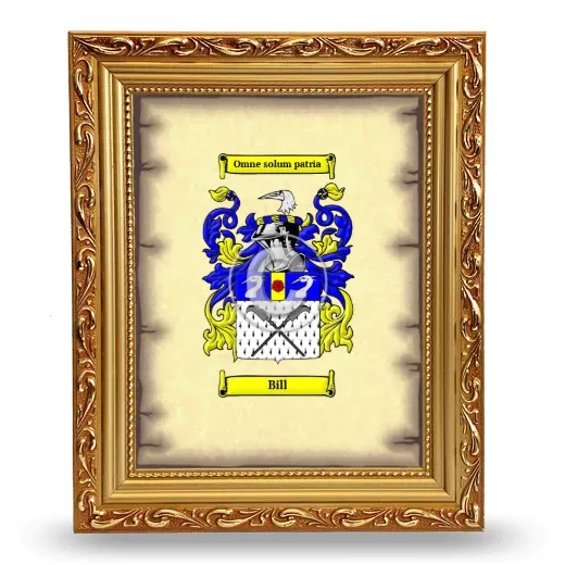 Bill Coat of Arms Framed - Gold