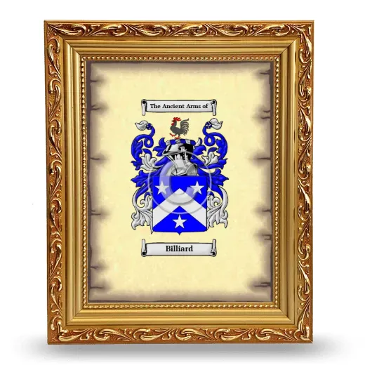 Billiard Coat of Arms Framed - Gold
