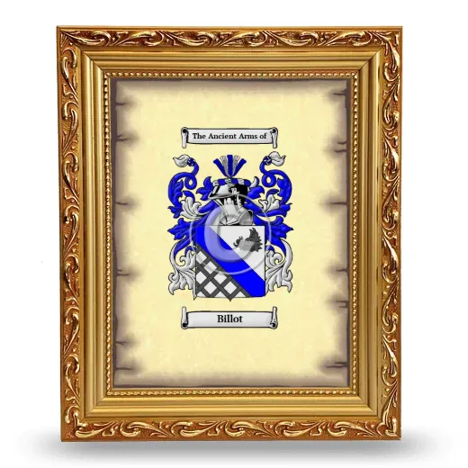 Billot Coat of Arms Framed - Gold