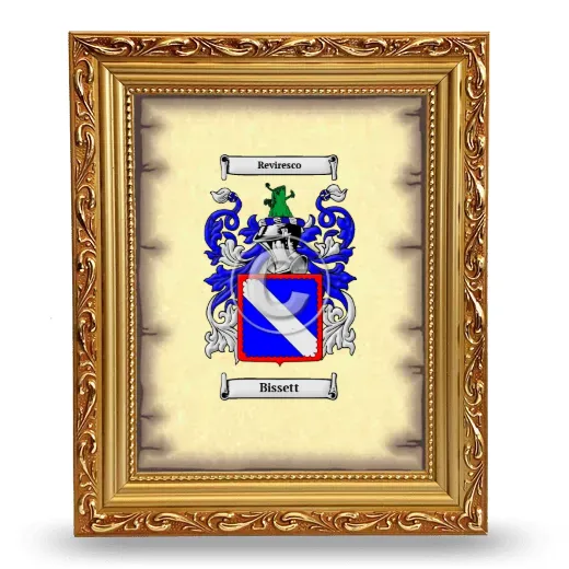 Bissett Coat of Arms Framed - Gold