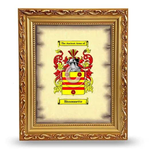 Bissonnette Coat of Arms Framed - Gold