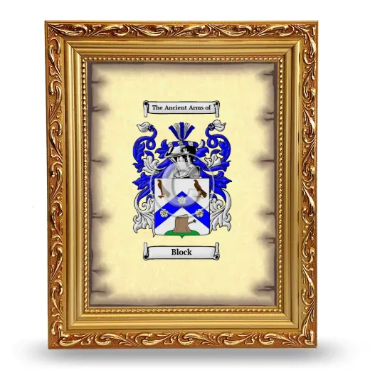 Block Coat of Arms Framed - Gold