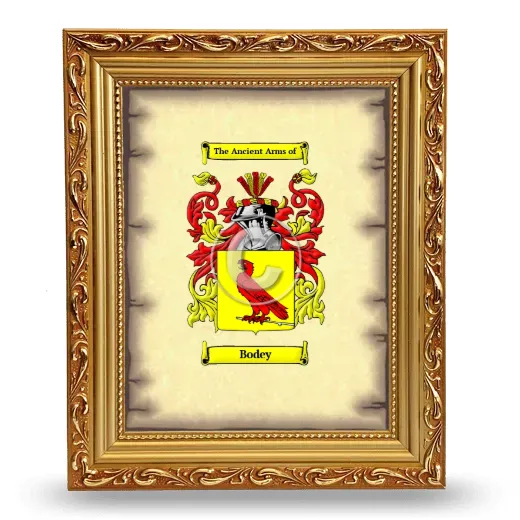 Bodey Coat of Arms Framed - Gold