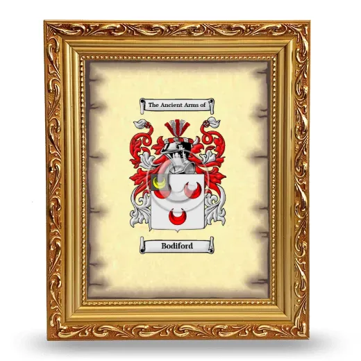 Bodiford Coat of Arms Framed - Gold