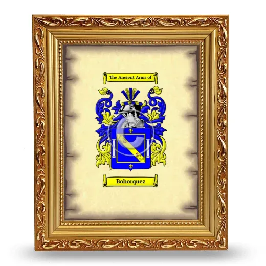 Bohorquez Coat of Arms Framed - Gold