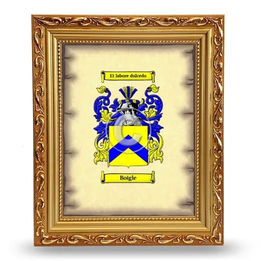 Boigle Coat of Arms Framed - Gold
