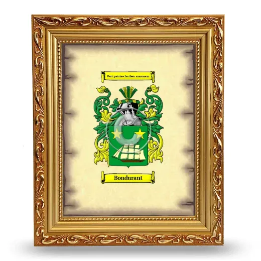 Bondurant Coat of Arms Framed - Gold