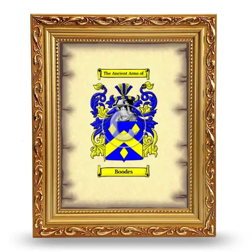 Boodes Coat of Arms Framed - Gold
