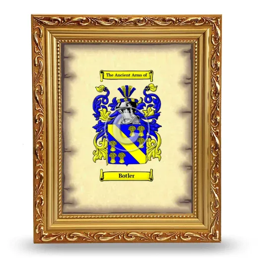 Botler Coat of Arms Framed - Gold