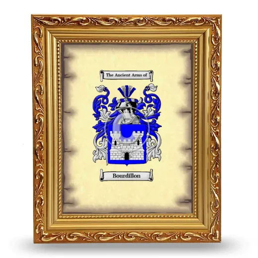Bourdillon Coat of Arms Framed - Gold