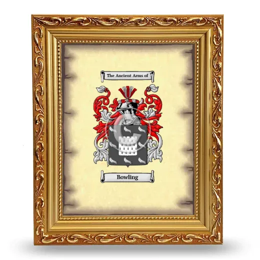 Bowling Coat of Arms Framed - Gold