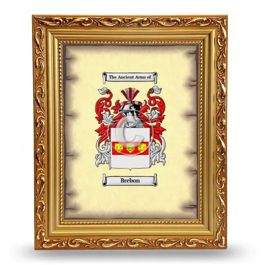 Brebon Coat of Arms Framed - Gold