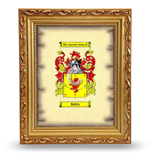Britts Coat of Arms Framed - Gold