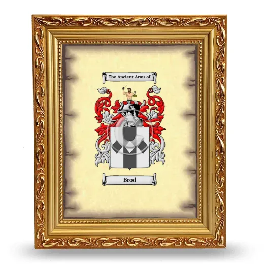 Brod Coat of Arms Framed - Gold