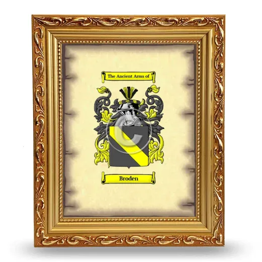 Broden Coat of Arms Framed - Gold