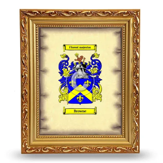 Browne Coat of Arms Framed - Gold