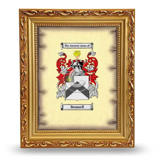 Brunsell Coat of Arms Framed - Gold