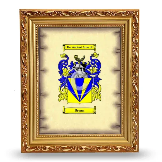 Bryan Coat of Arms Framed - Gold