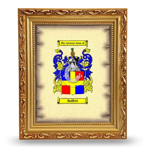 Buffett Coat of Arms Framed - Gold