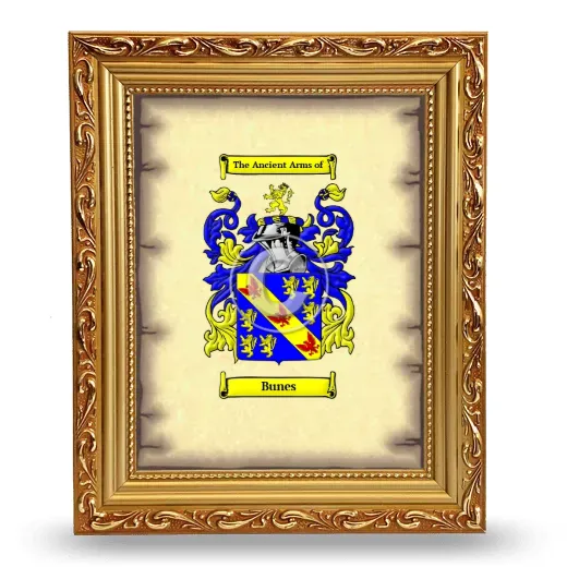 Bunes Coat of Arms Framed - Gold